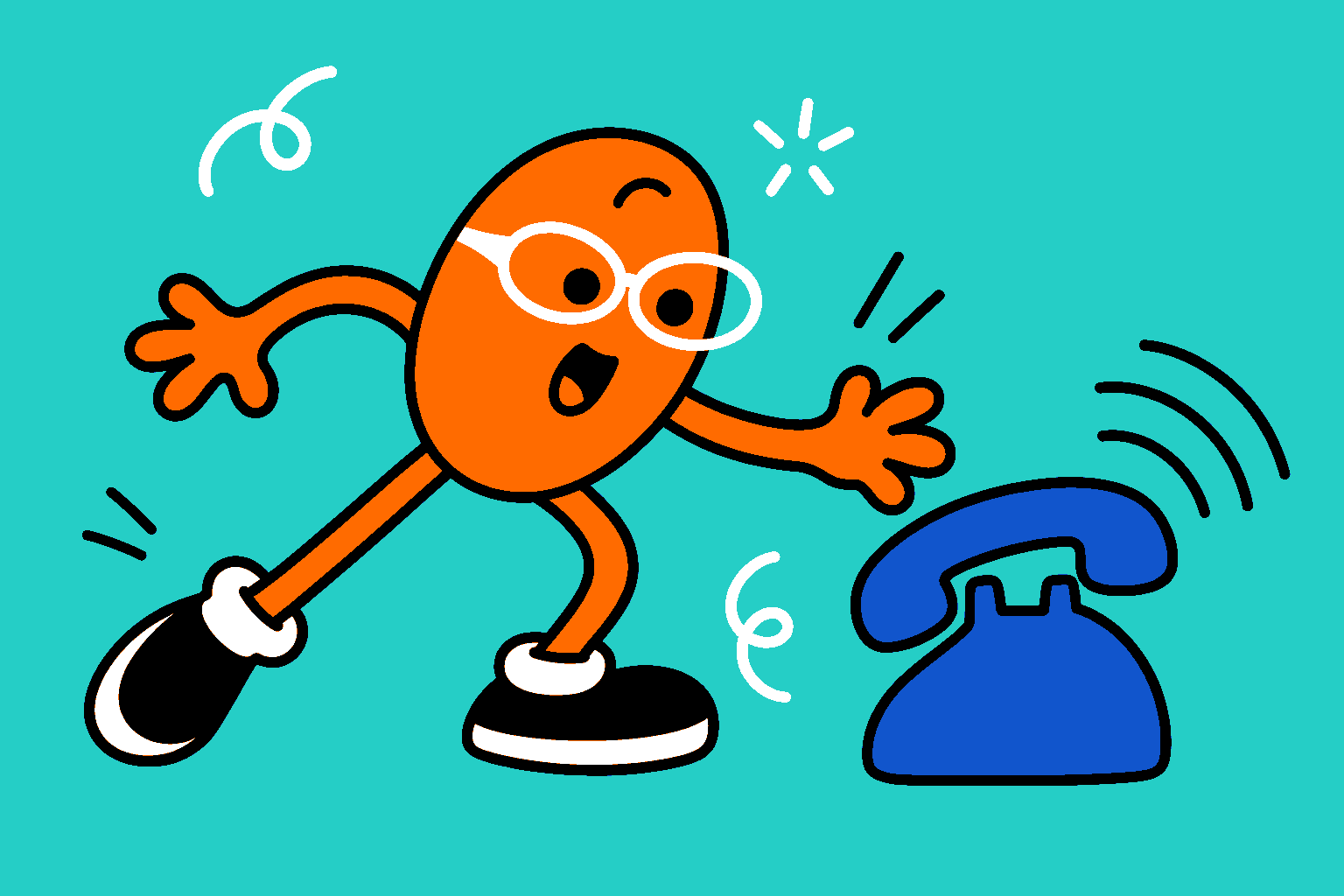 A colorful character delivering an instant phone surprise
